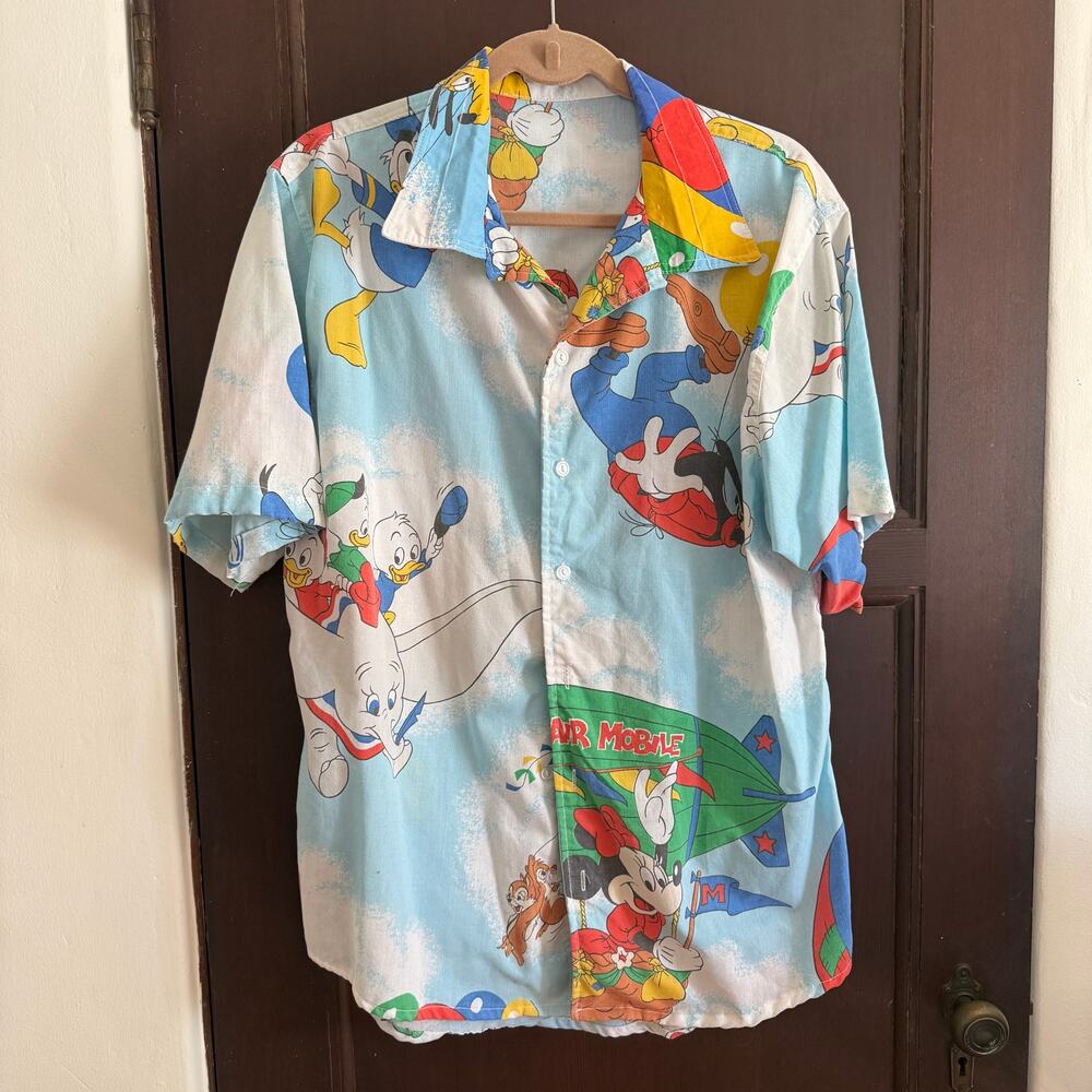 Upcycled Handmade | Reworked Button down shirt made with 80s Disney Sheets | XL